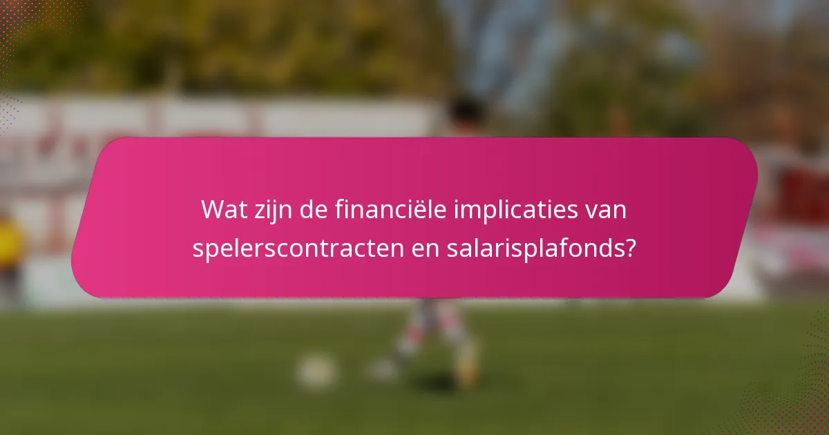 Wat zijn de financiële implicaties van spelerscontracten en salarisplafonds?
